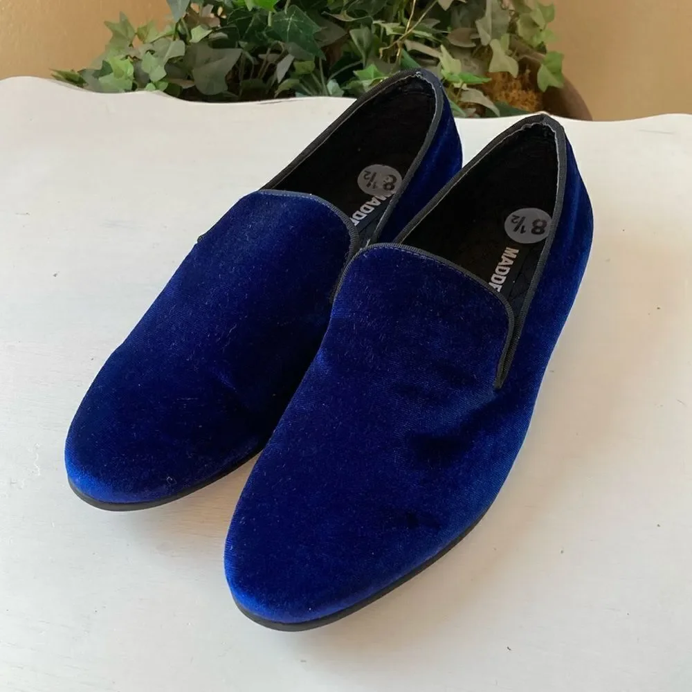 Madden Steve Madden Mens Slip-On Triumph Blue Velvet Smoking Loafers Men’s 8.5